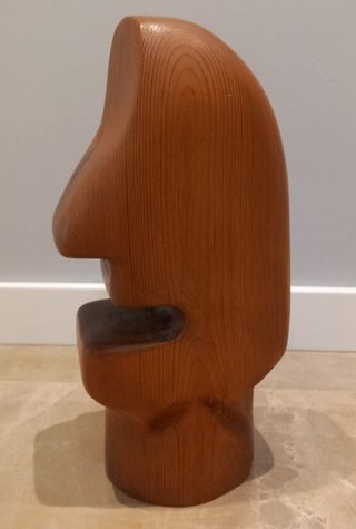 Escultura talla madera pino maciza decorativa__