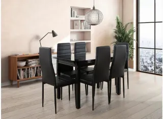 SUPER OFERTA MESA COMEDOR  + CUATRO SILLAS NEGRAS 