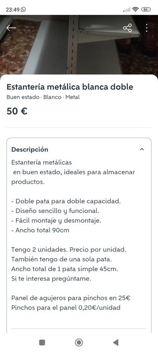 Estantería metálica blanca (Sólo 6 baldas)