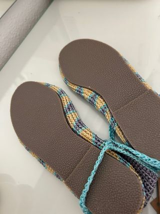 Bailarinas crochet grises y turquesa