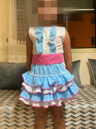 Vestido gitana niña azul y rosa