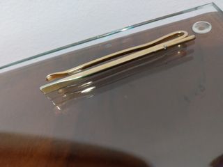 Pasador de corbata dorado .