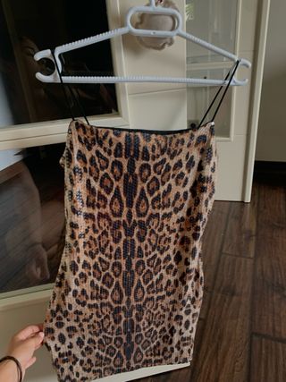 Vestido leopardo corto marrón