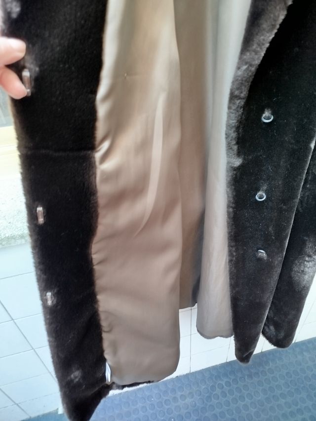 Abrigo marrón mouton sintético - Talla 46