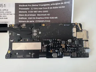 Placa base MacBook Pro 13" año 2015 a1502 perfecta