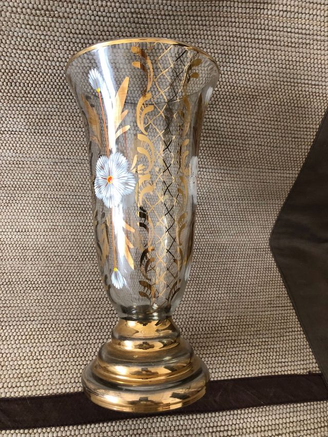 Vaso de cristal veneziano dourado