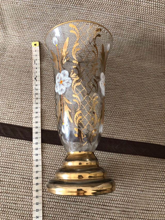 Vaso de cristal veneziano dourado