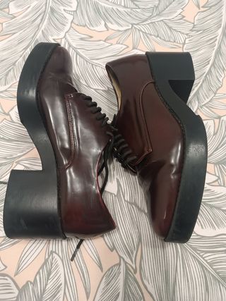 Zapatos Zara - Tacón grueso - Marrón - 37