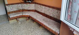 Divano panca angolare in legno cuscini sfoderabili