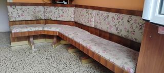 Divano panca angolare in legno cuscini sfoderabili
