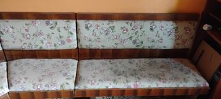 Divano panca angolare in legno cuscini sfoderabili