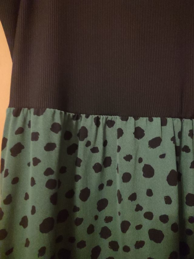 Vestido largo negro y verde