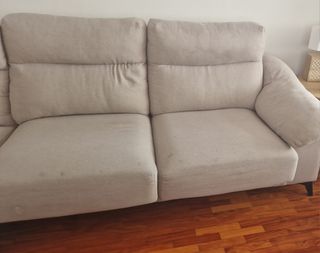 Sofá chaise longue beige 4 plazas