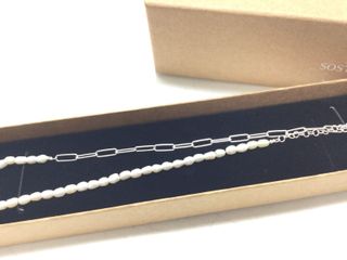collar plata 925mm con piedra con perla 22cm