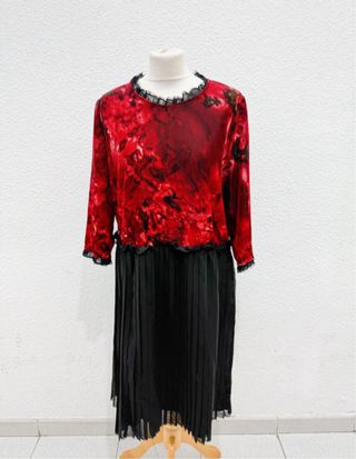 Vestido vintage rojo y negro años 80