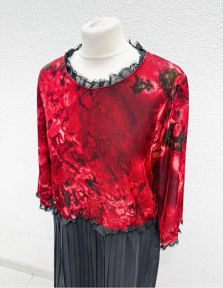 Vestido vintage rojo y negro años 80