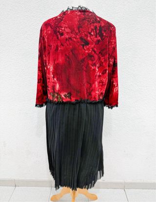 Vestido vintage rojo y negro años 80