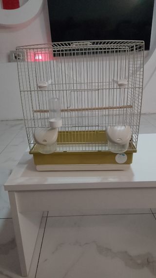 Jaula pajaros - Verde Oliva y Blanca