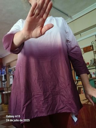 Blusa Degradé Blanco-Burdeos