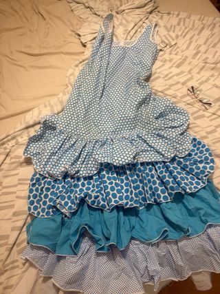 Traje gitana lunares azul blanco