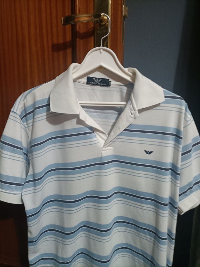 Polo Giorgio Armani rayas azul blanco XXL