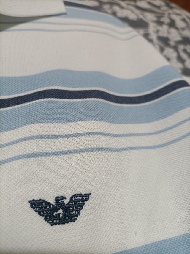 Polo Giorgio Armani rayas azul blanco XXL