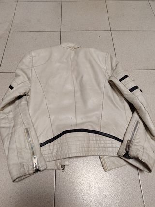 Chaqueta piel blanca vintage