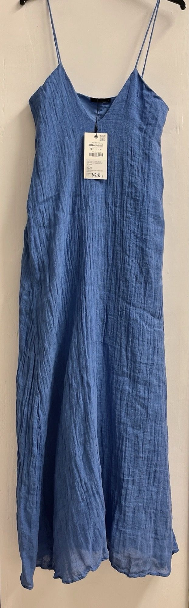 Vestido largo Zara azul - Lino