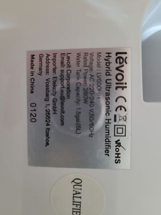 Humidificador Levoit blanco 6 litros