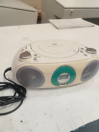 Radio CD/USB Portátil Blanco-Verde