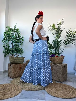 Falda flamenca lunares azul-blanco