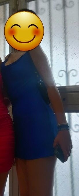 Vestido corto ,Bershka azul M.