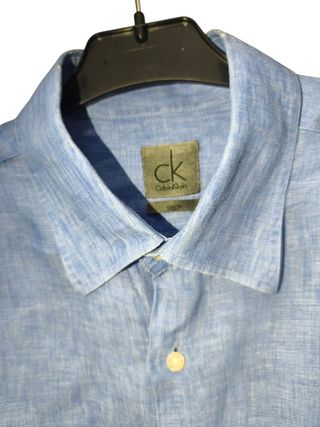 Camisa lino Calvin Klein azul
