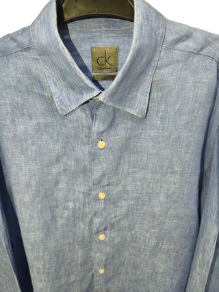 Camisa lino Calvin Klein azul