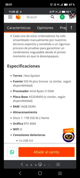 PC Gamer RGB - Como nuevo