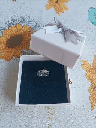 Anillo Pandora doble de copo de nieve Zirconio
