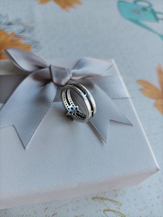 Anillo Pandora doble de copo de nieve Zirconio