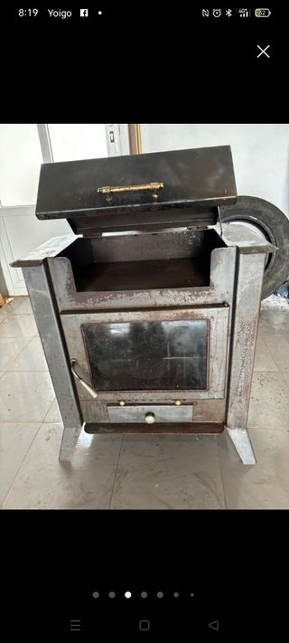 Estufa leña hierro fundido gris