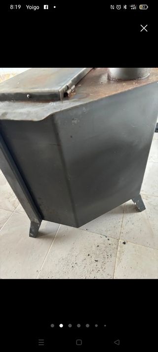 Estufa leña hierro fundido gris