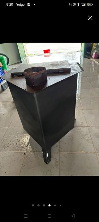 Estufa leña hierro fundido gris