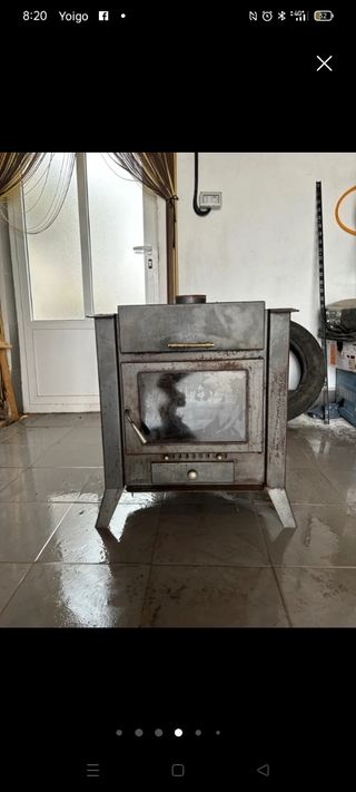 Estufa leña hierro fundido gris