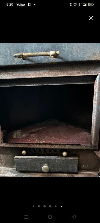 Estufa leña hierro fundido gris