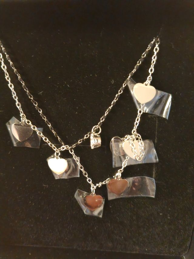 Collana doppia cuori acciaio