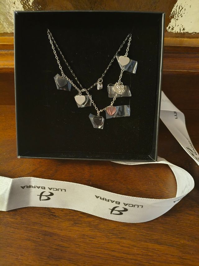 Collana doppia cuori acciaio