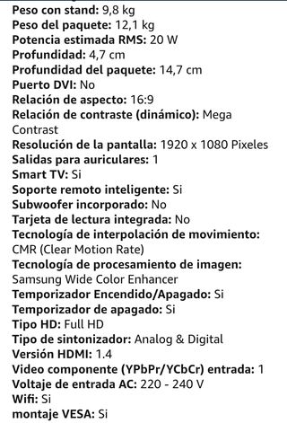 TV Samsung UE40F6640 40" Pulgadas SmartTV y 3D