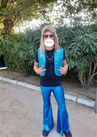 Disfraz Abba/Hippie azul Talla M