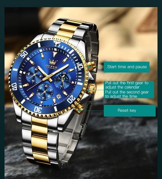 Reloj OLEVS cronógrafo azul-oro
