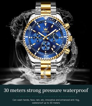 Reloj OLEVS cronógrafo azul-oro