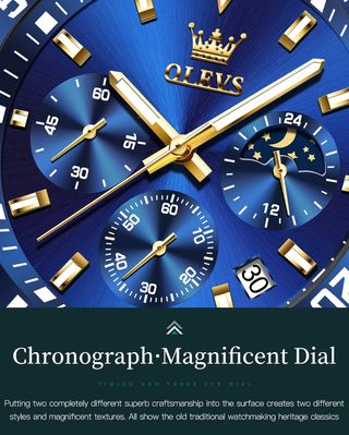 Reloj OLEVS cronógrafo azul-oro
