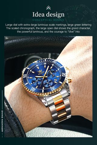 Reloj OLEVS cronógrafo azul-oro